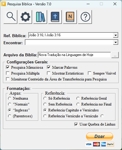Tela do Software Pesquisa Bíblica